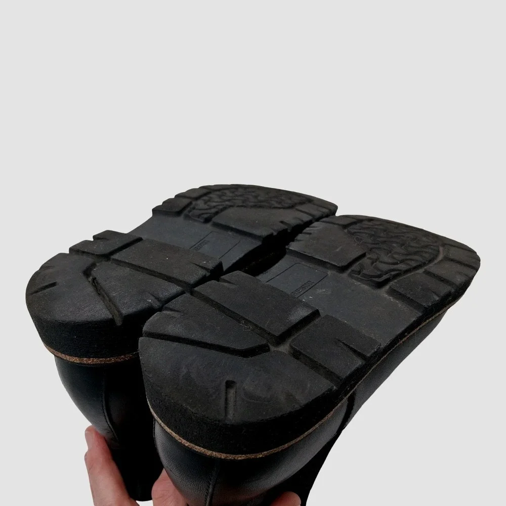 Birkenstock Boots Womens Size 9 Black Leather Chelsea Ankle Lug Sole Pull On